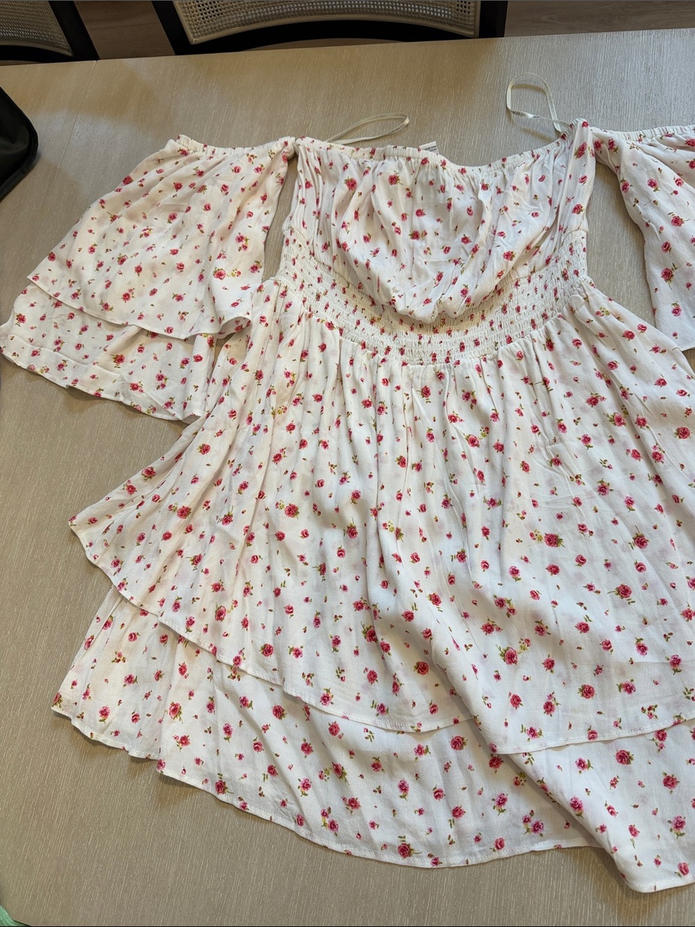 Forever 21 White Floral Off-Shoulder Mini Dress